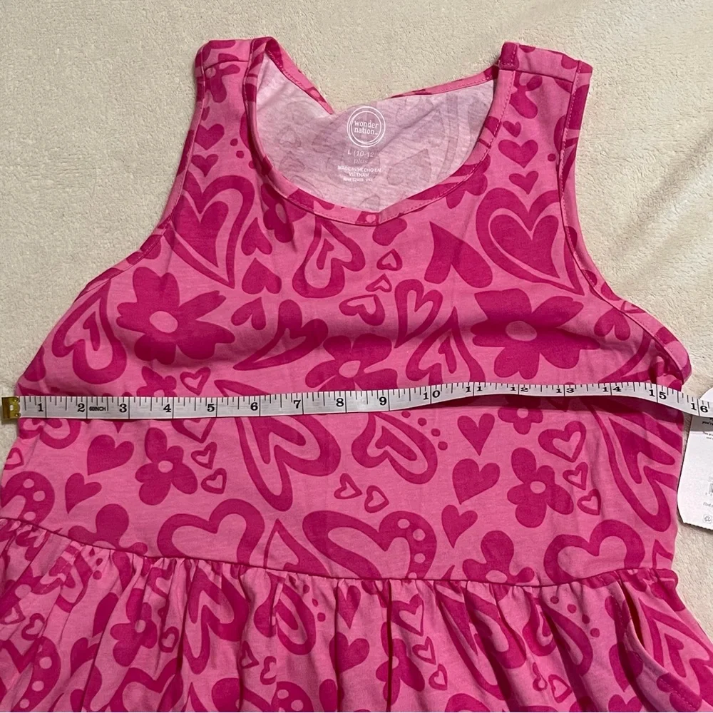 Wonder Nation white ruffle tank and Pink Dress with pockets. Size Large‎ girls